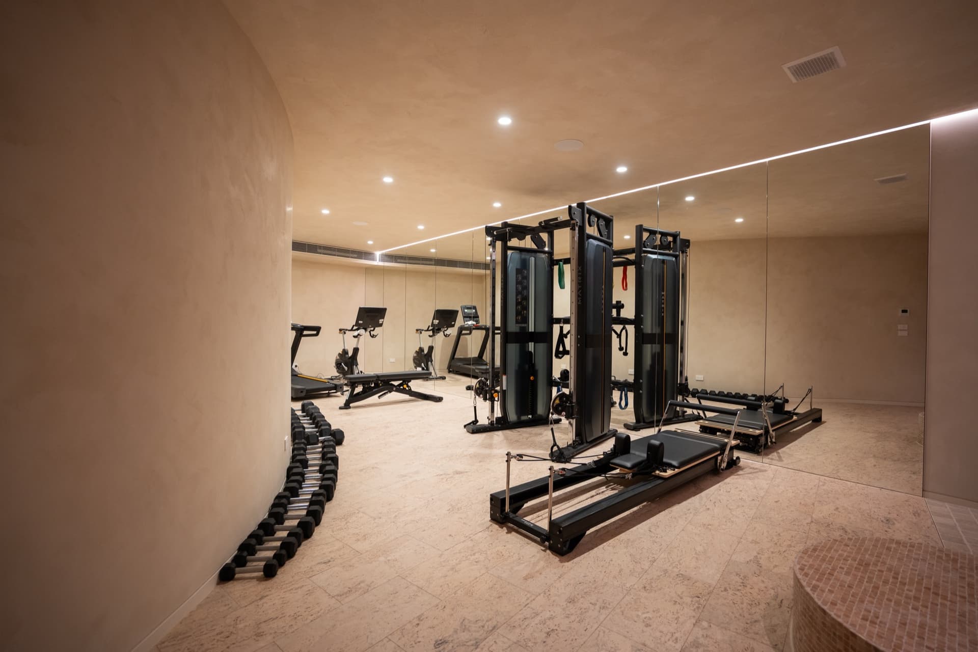 Haven Court gym with integrated lighting